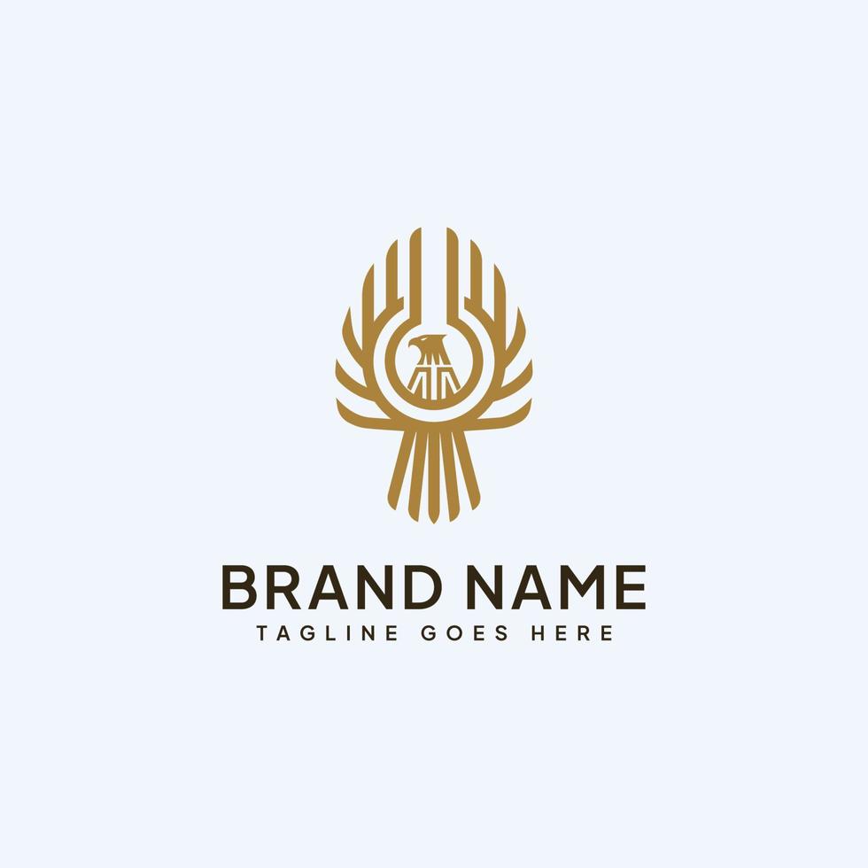 Luxury Oval Line Art Eagle Logo. vector