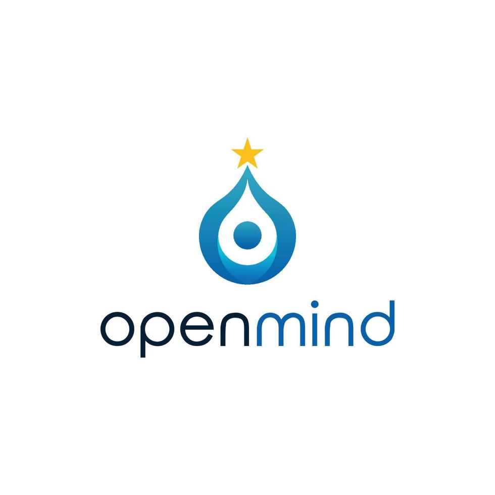 Letter O Logo Template, Open Mind Logo Vector, Illustration Of Person Holding Star Above Head. vector