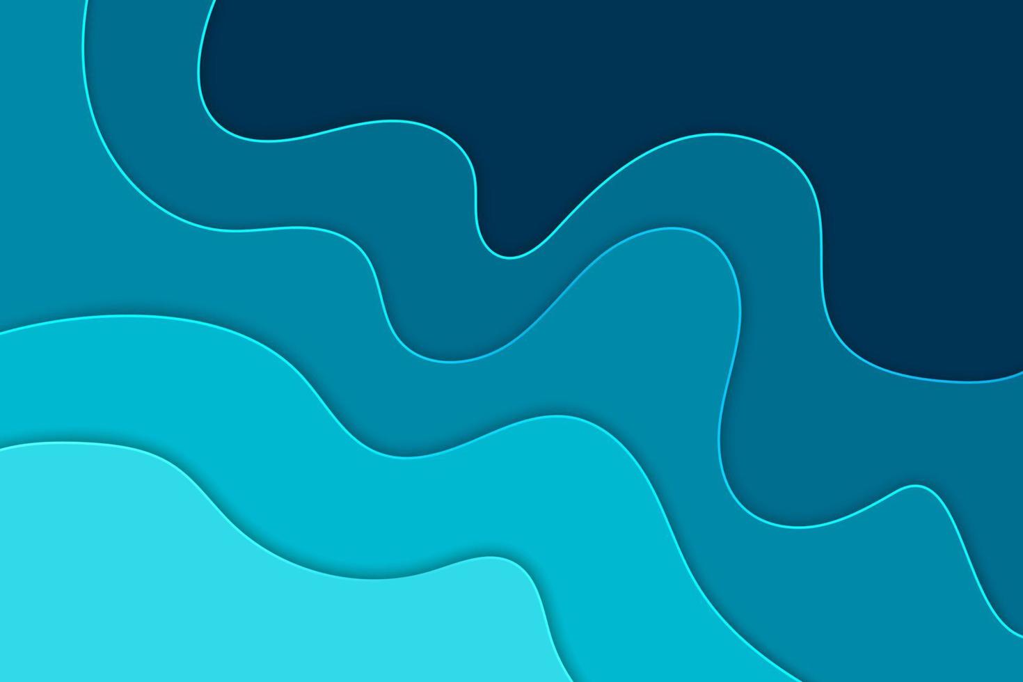 blue 3d wavy abstract layer papercut background vector