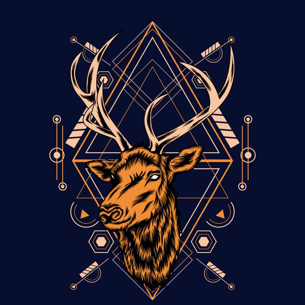 deer head with sacred geometry for wallpaper background vector