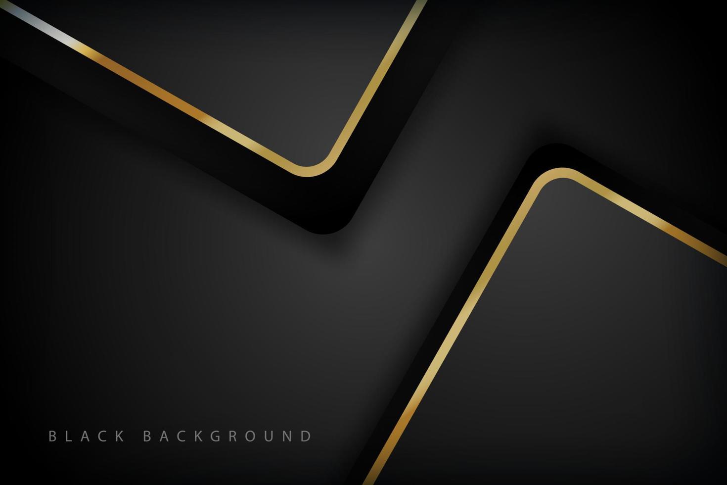 Modern abstract black background with gold line composition vector