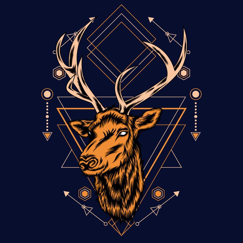 deer head with sacred geometry for wallpaper background vector