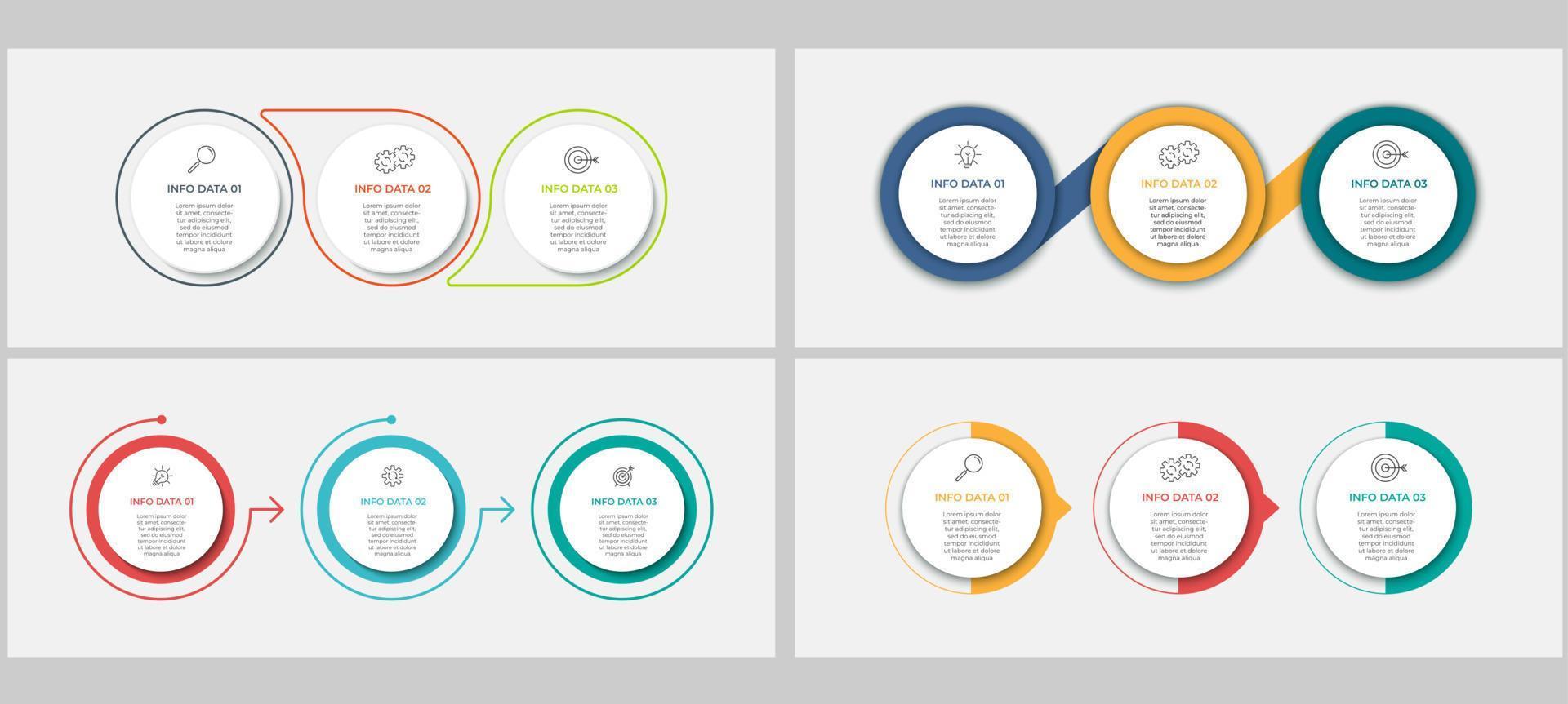 conjunto de infografías de negocios con 3 opciones o pasos vector