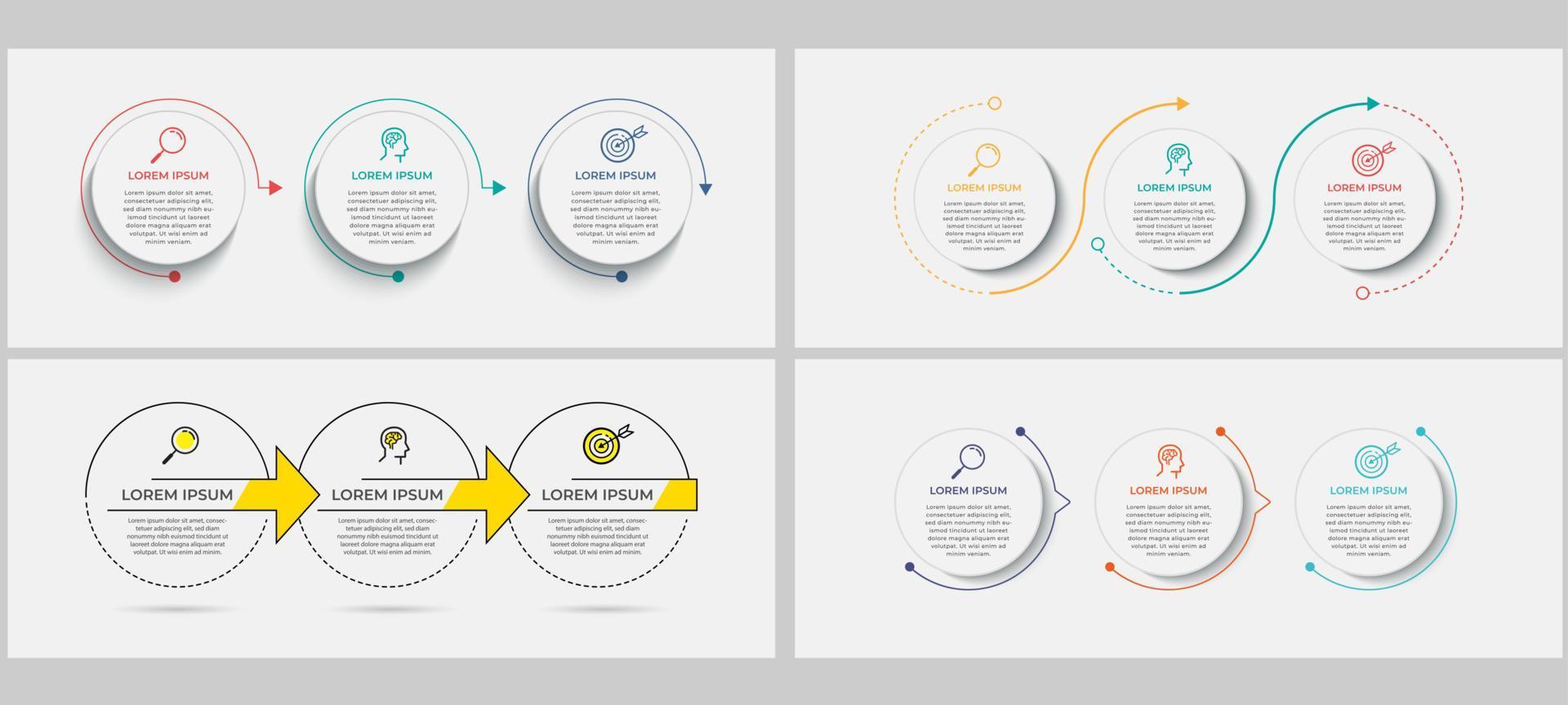 conjunto de infografías de negocios con 3 opciones o pasos vector