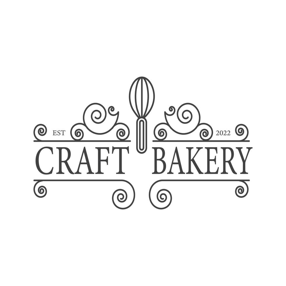 Feminine Bakery Logo Design Retro Bakery Bake and Cake Pastry Simple Homemade Badge Template vector