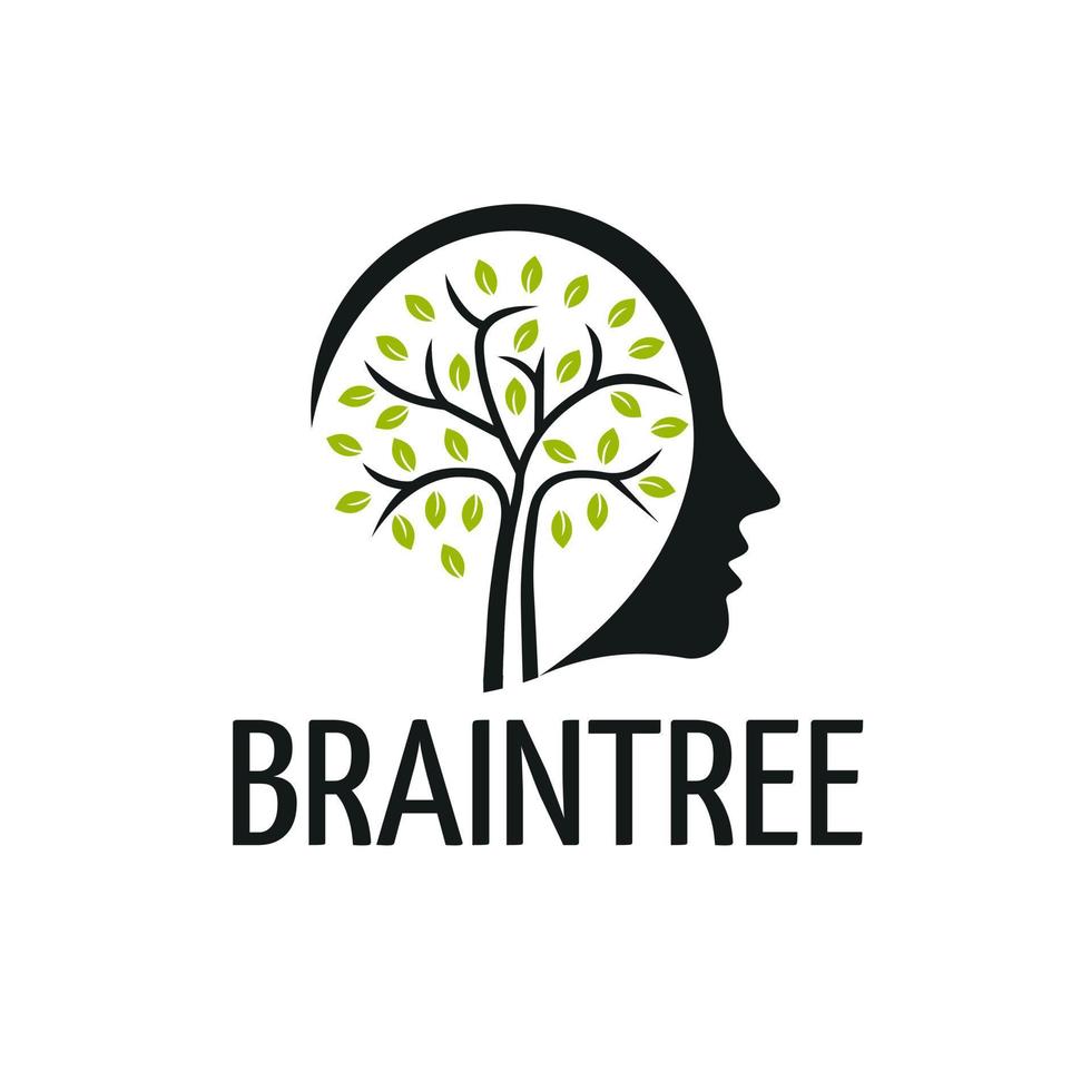 ilustración del logotipo del cerebro del árbol de la mente humana, crecimiento, innovación, pensamiento vector