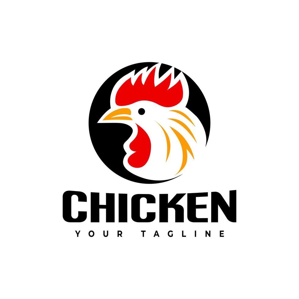 ilustración del logotipo de pollo icono de vector de símbolo de cabeza de pollo, icono de aplicación de restaurante de comida rápida