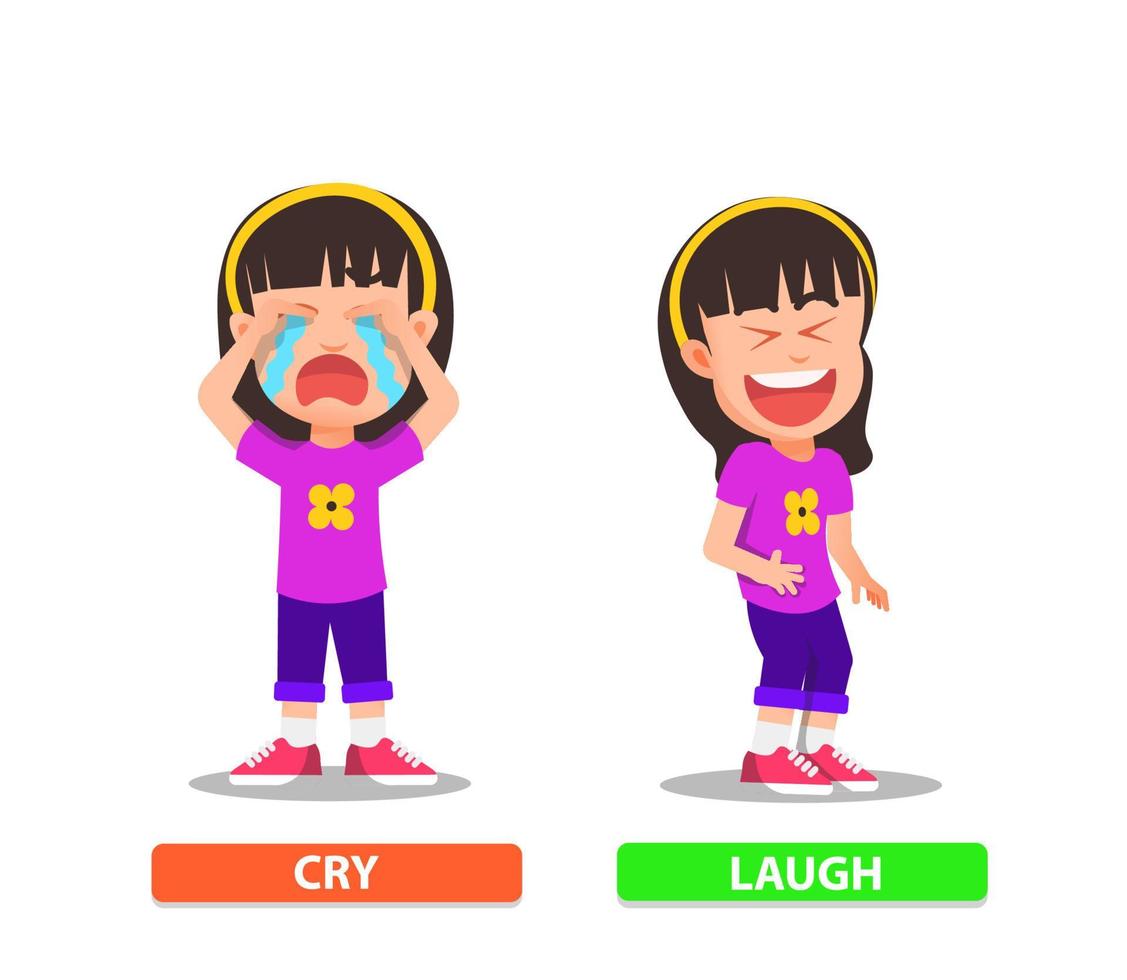 Little girl with crying and laughing expression vector