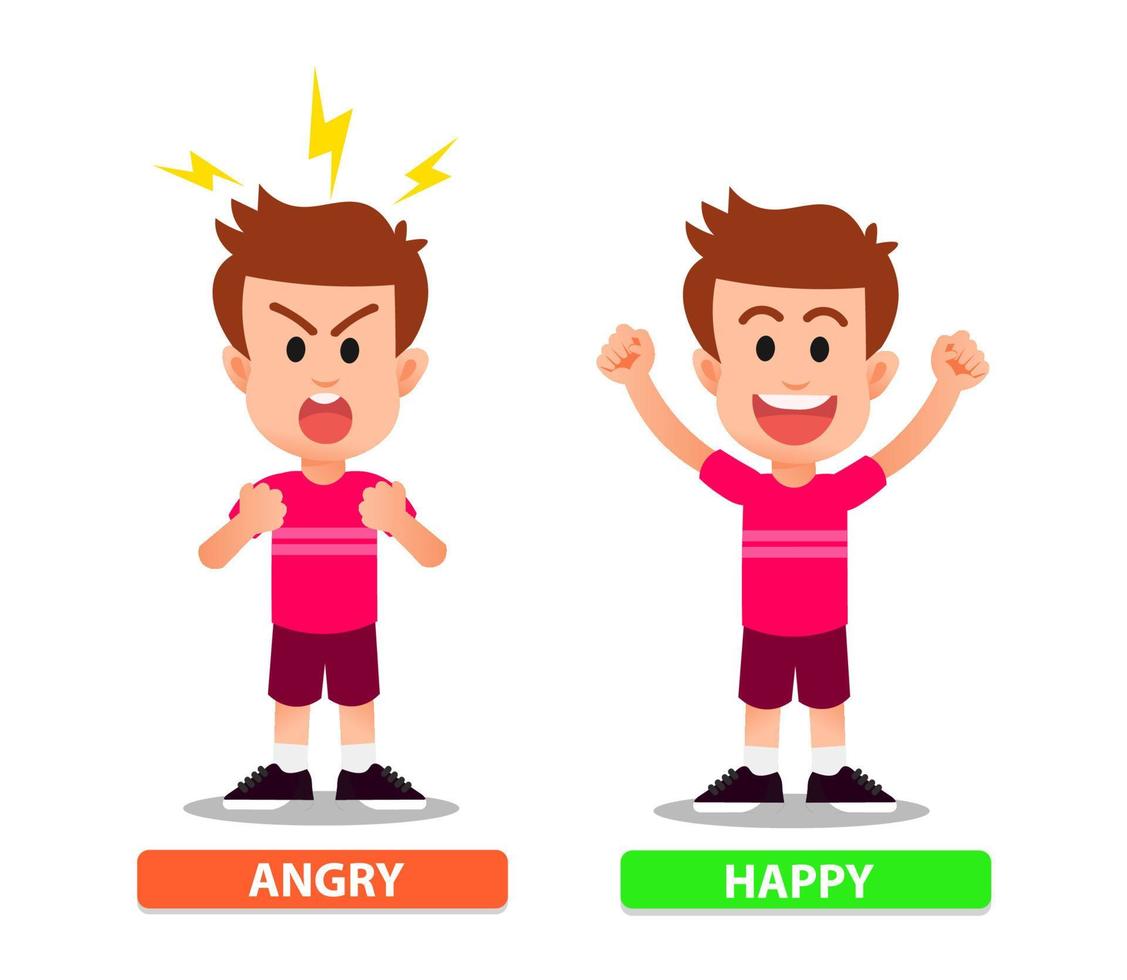 a boy with angry and happy expression vector