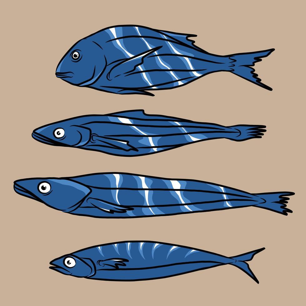 ilustración de vector azul de pescado especialmente hecha para necesidades publicitarias, etc.
