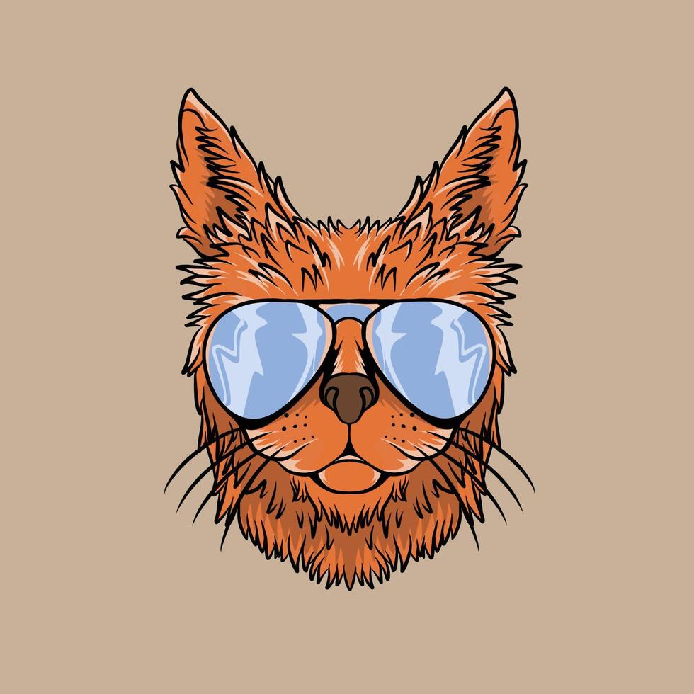 gato con ilustraciones vectoriales de anteojos especialmente diseñadas para necesidades de marca y mucho más vector