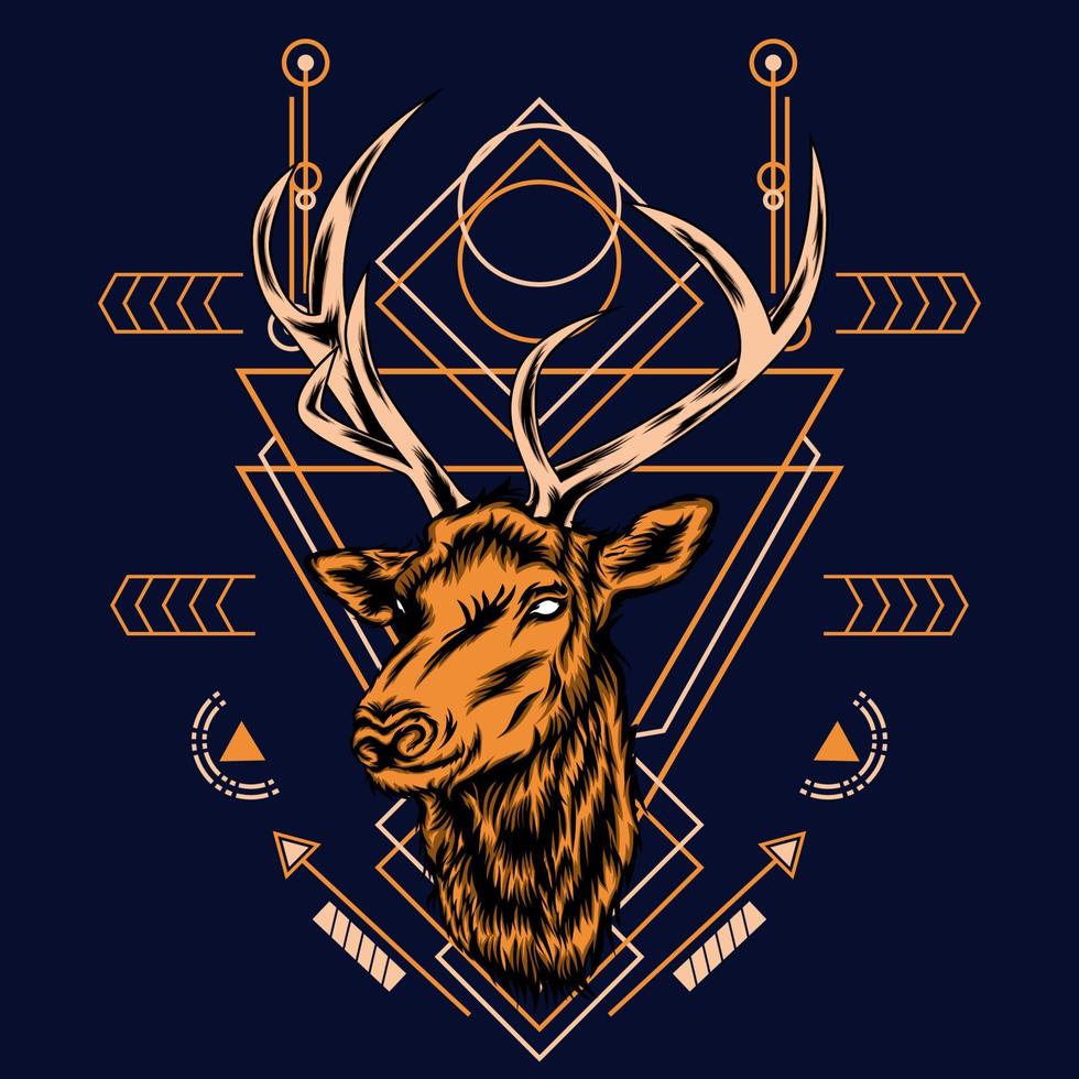 deer head with sacred geometry for wallpaper background vector
