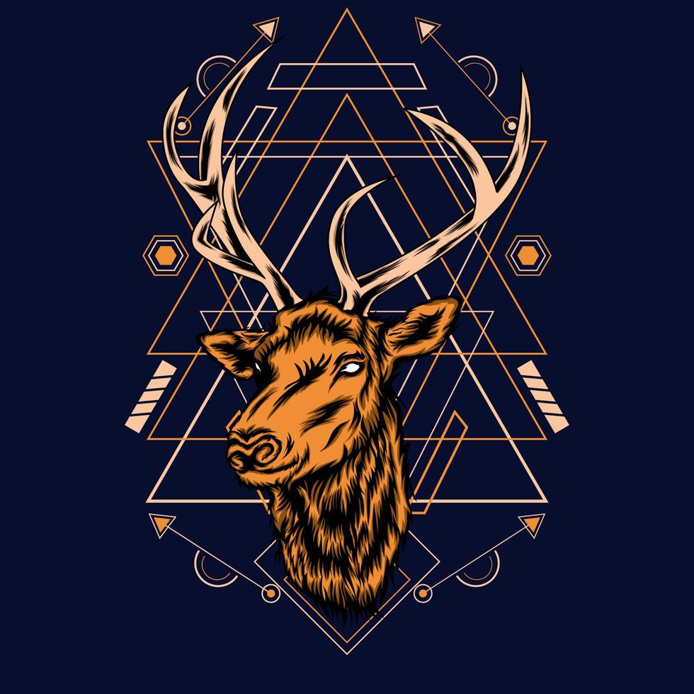 deer head with sacred geometry for wallpaper background vector