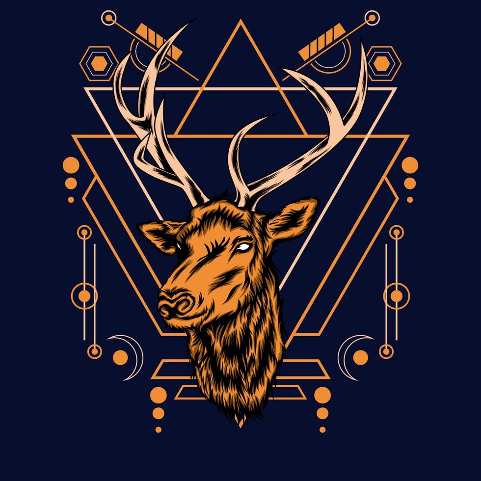 deer head with sacred geometry for wallpaper background vector