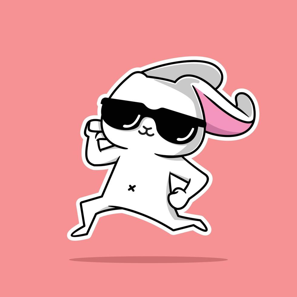 ilustración vectorial de lindo conejo blanco corriendo vector