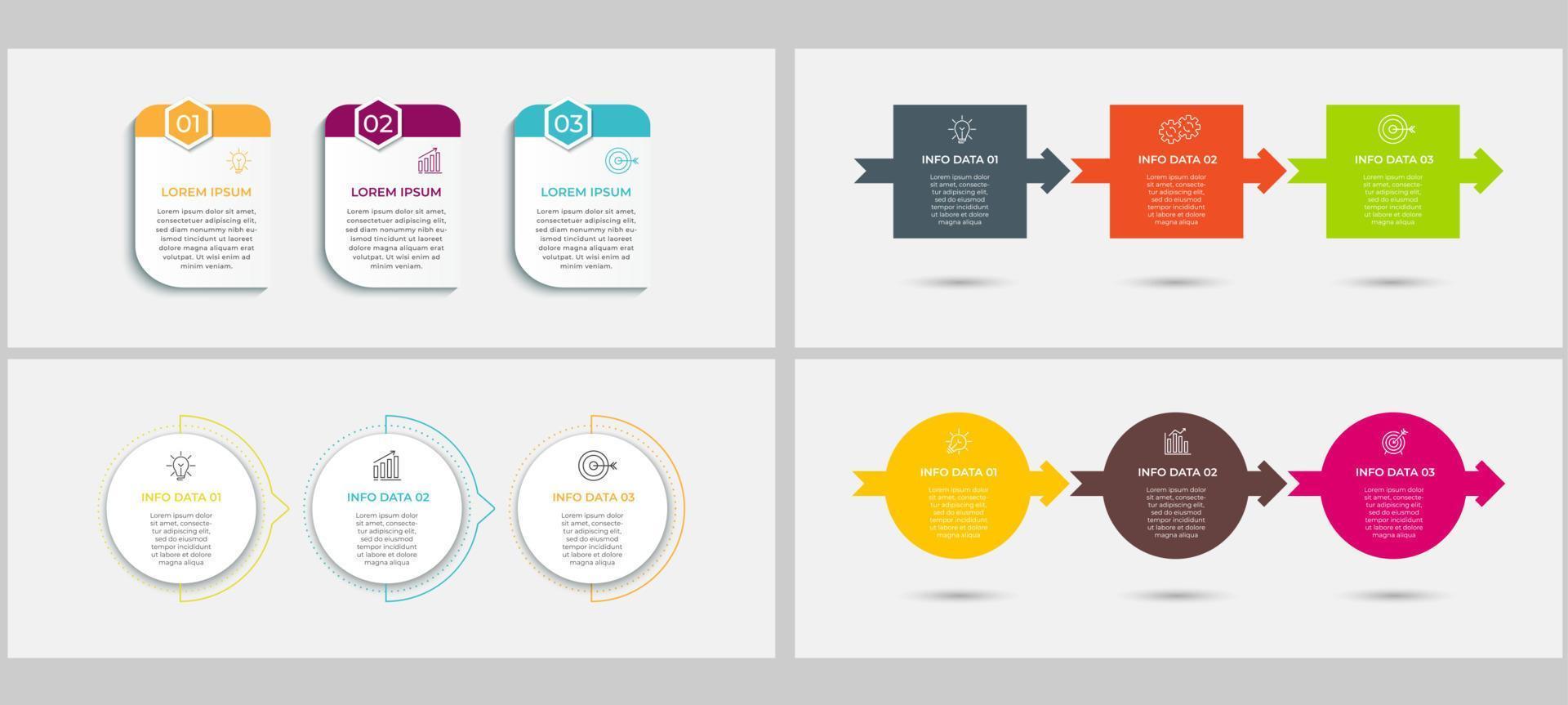 Business Infographics set bundle with 3 options or steps vector