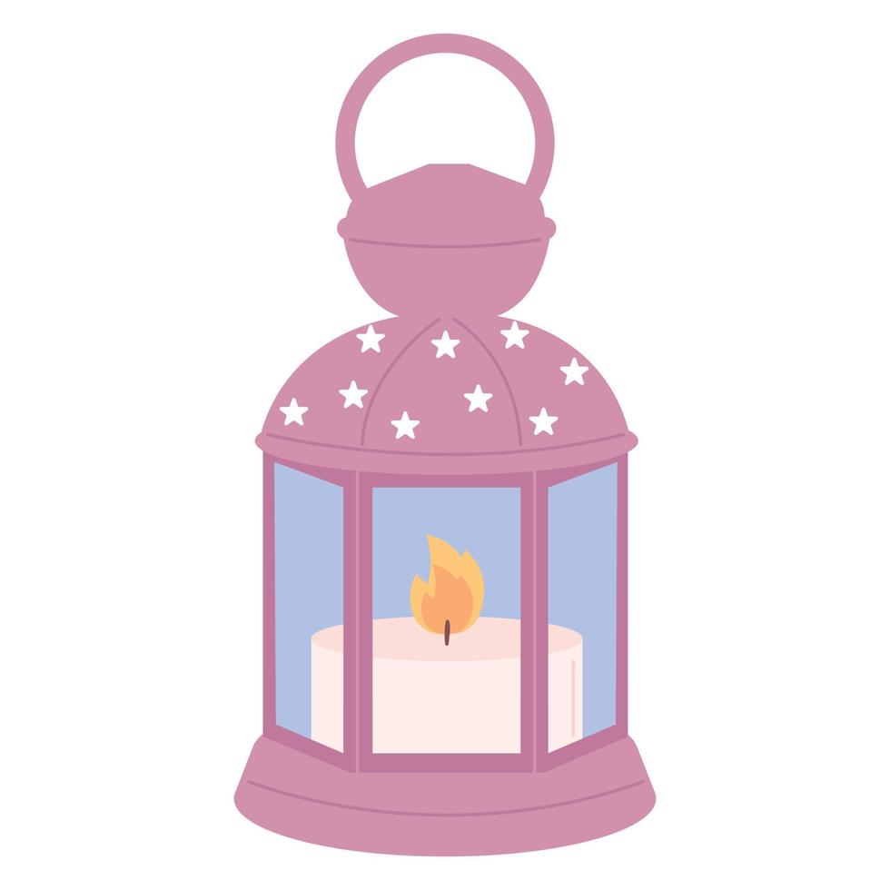 vela aromática hygge en farol. ilustración vectorial plana aislada sobre fondo blanco. vector