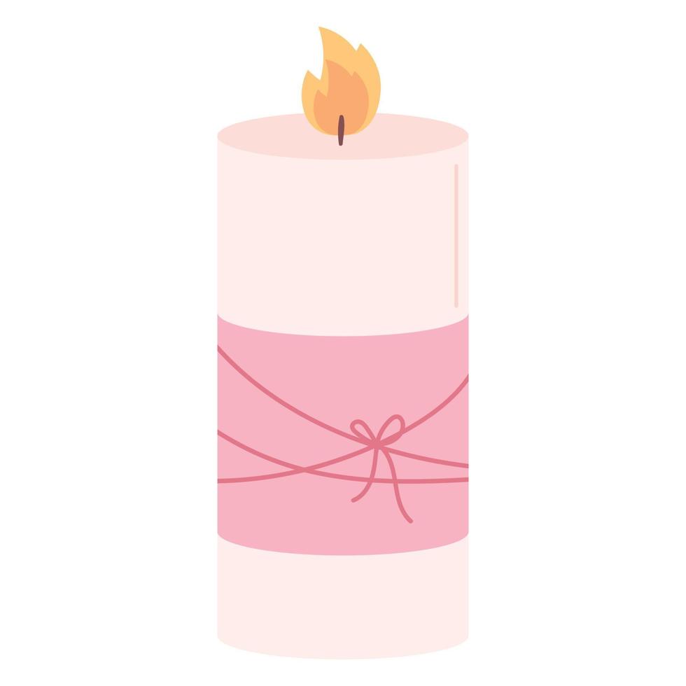 Hygge scented aroma candle. Flat vector illustration isolated on white background.
