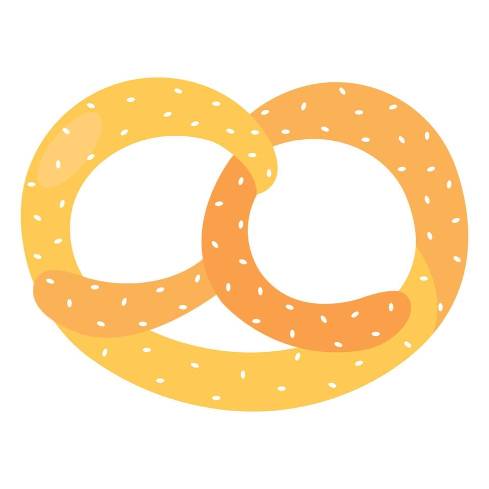 pretzel al horno con semillas de sésamo aislado sobre fondo blanco. concepto de oktoberfest. vector