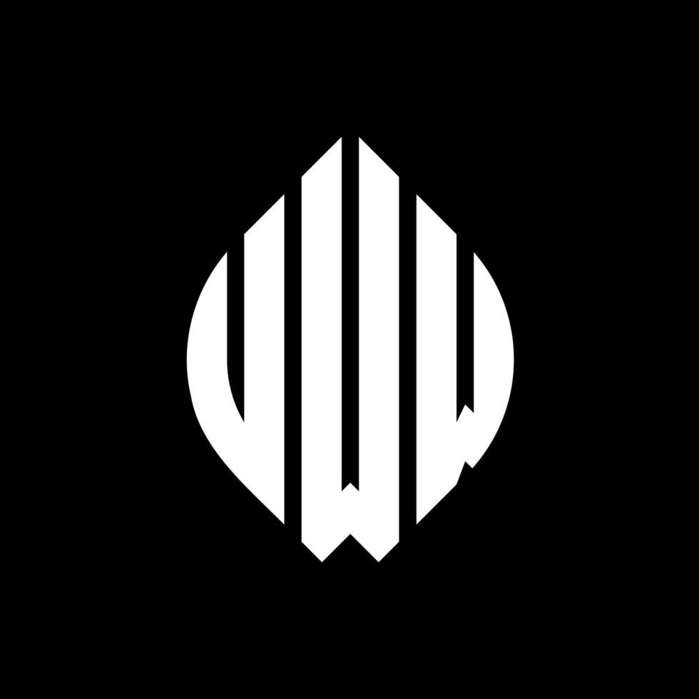 UWW circle letter logo design with circle and ellipse shape. UWW ellipse letters with typographic style. The three initials form a circle logo. UWW Circle Emblem Abstract Monogram Letter Mark Vector. vector