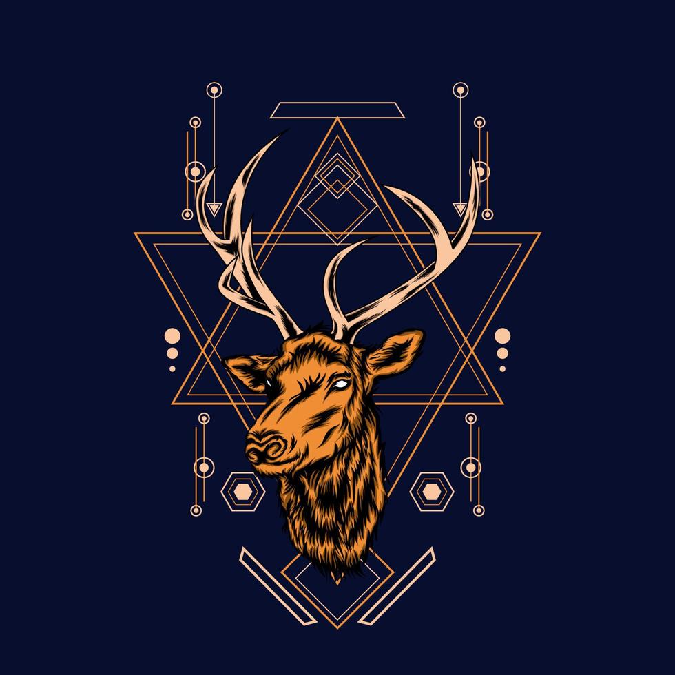 deer head with sacred geometry for wallpaper background vector