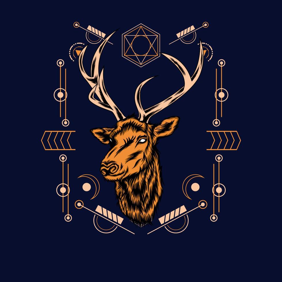 deer head with sacred geometry for wallpaper background vector