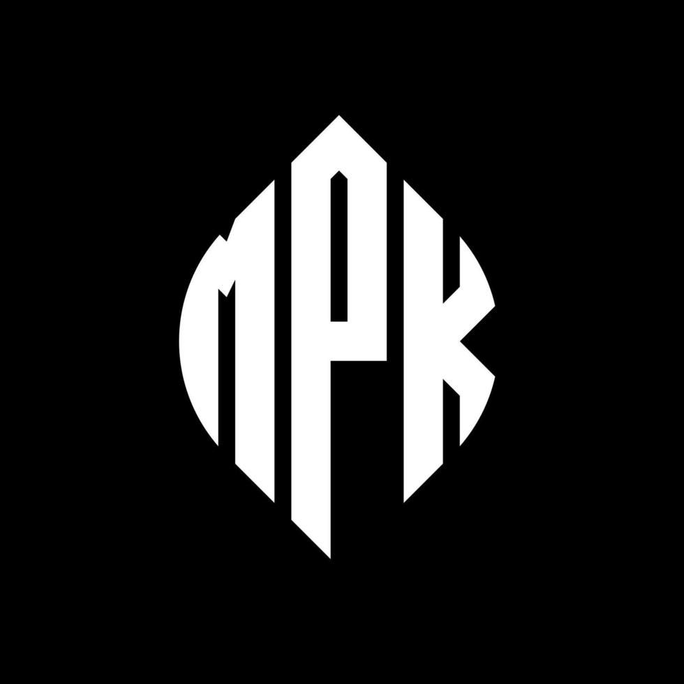MPK circle letter logo design with circle and ellipse shape. MPK ellipse letters with typographic style. The three initials form a circle logo. MPK Circle Emblem Abstract Monogram Letter Mark Vector. vector