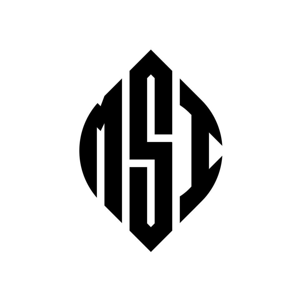 MSI circle letter logo design with circle and ellipse shape. MSI ellipse letters with typographic style. The three initials form a circle logo. MSI Circle Emblem Abstract Monogram Letter Mark Vector. vector