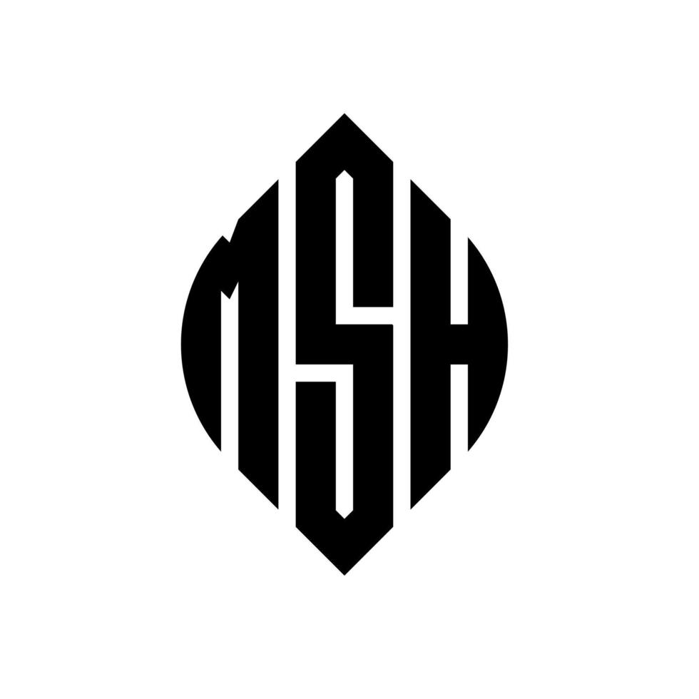diseño de logotipo de letra de círculo msh con forma de círculo y elipse. msh letras elipses con estilo tipográfico. las tres iniciales forman un logo circular. vector de marca de letra de monograma abstracto del emblema del círculo msh.