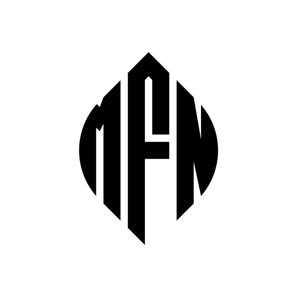 MFN circle letter logo design with circle and ellipse shape. MFN ellipse letters with typographic style. The three initials form a circle logo. MFN Circle Emblem Abstract Monogram Letter Mark Vector. vector