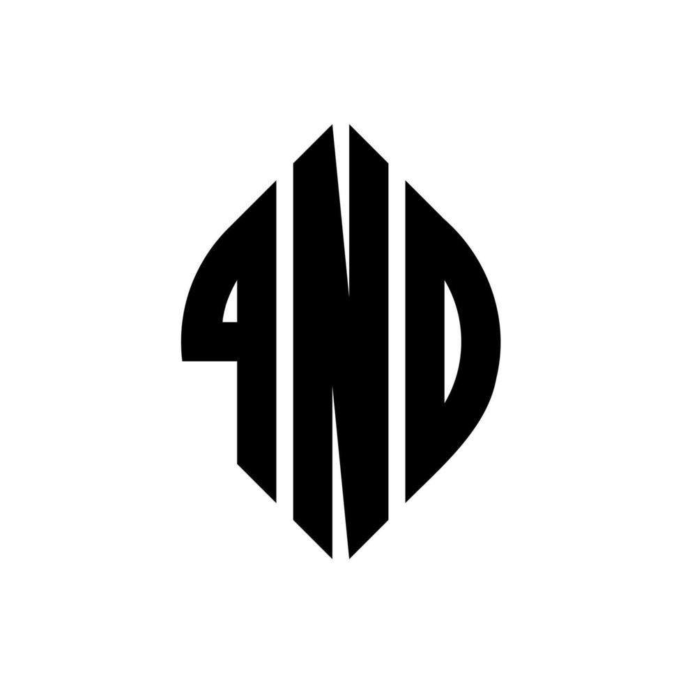 QND circle letter logo design with circle and ellipse shape. QND ellipse letters with typographic style. The three initials form a circle logo. QND Circle Emblem Abstract Monogram Letter Mark Vector. vector