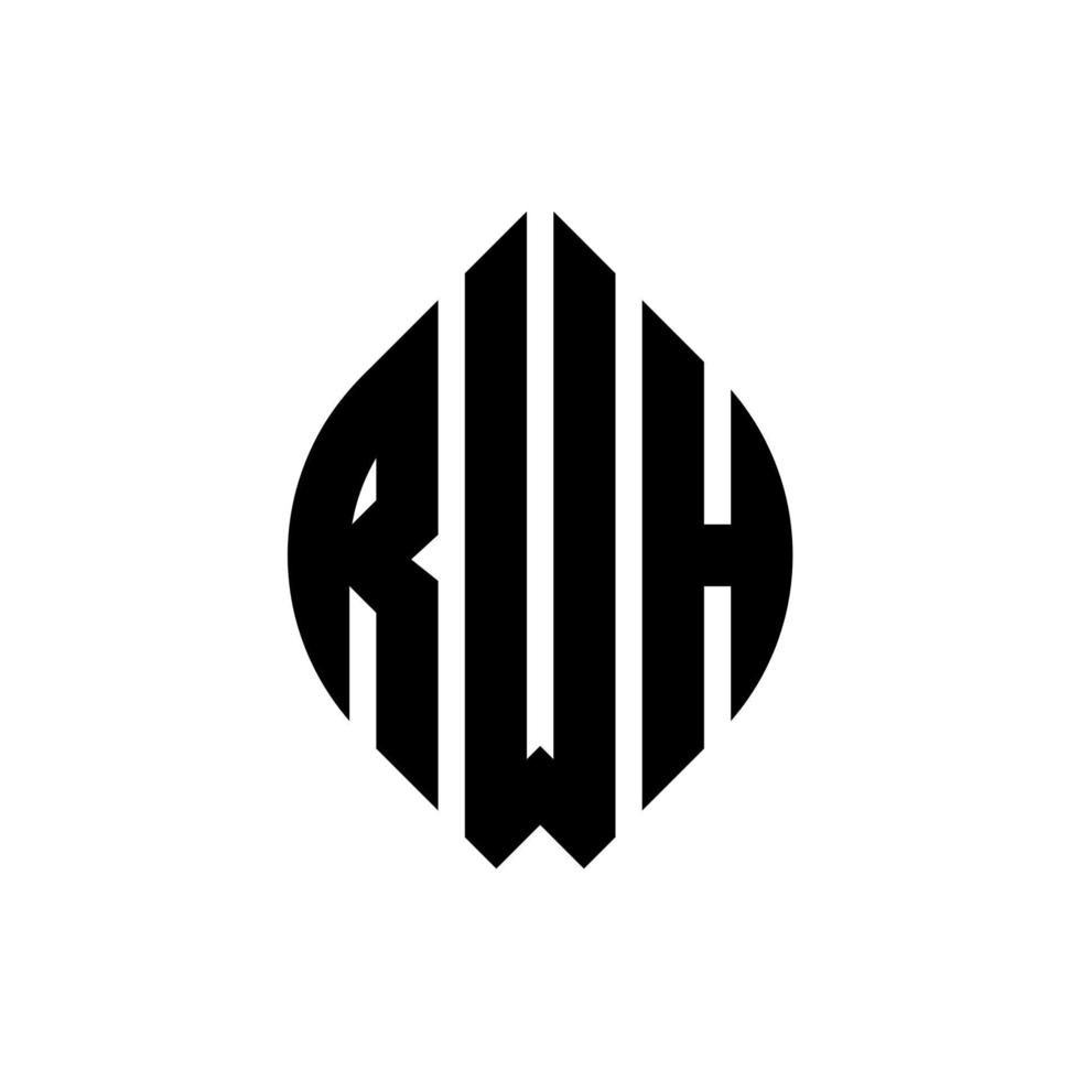 diseño de logotipo de letra de círculo rwh con forma de círculo y elipse. letras de elipse rwh con estilo tipográfico. las tres iniciales forman un logo circular. rwh círculo emblema resumen monograma letra marca vector. vector