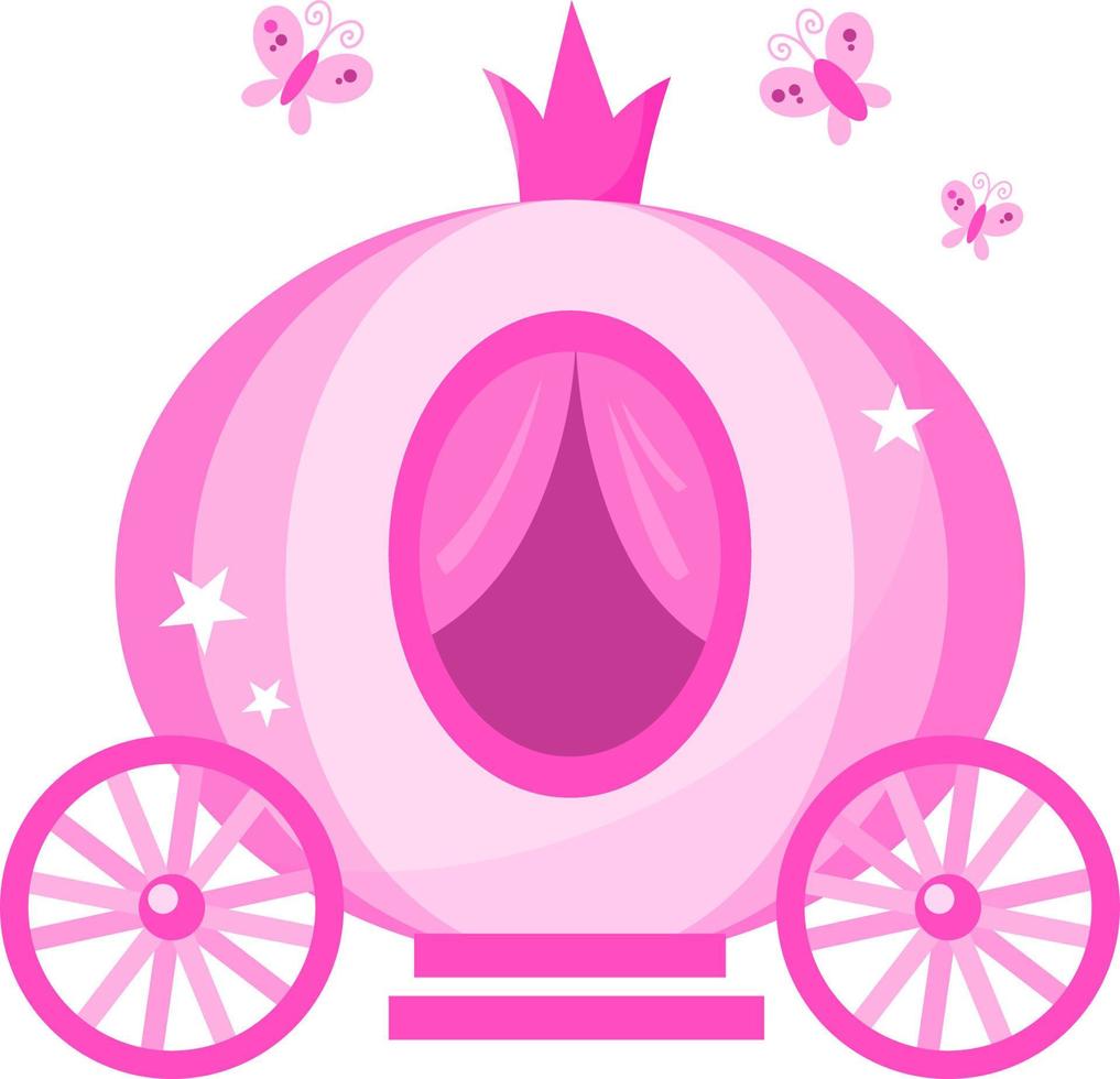 Cute pink cinderella princess carriage vector