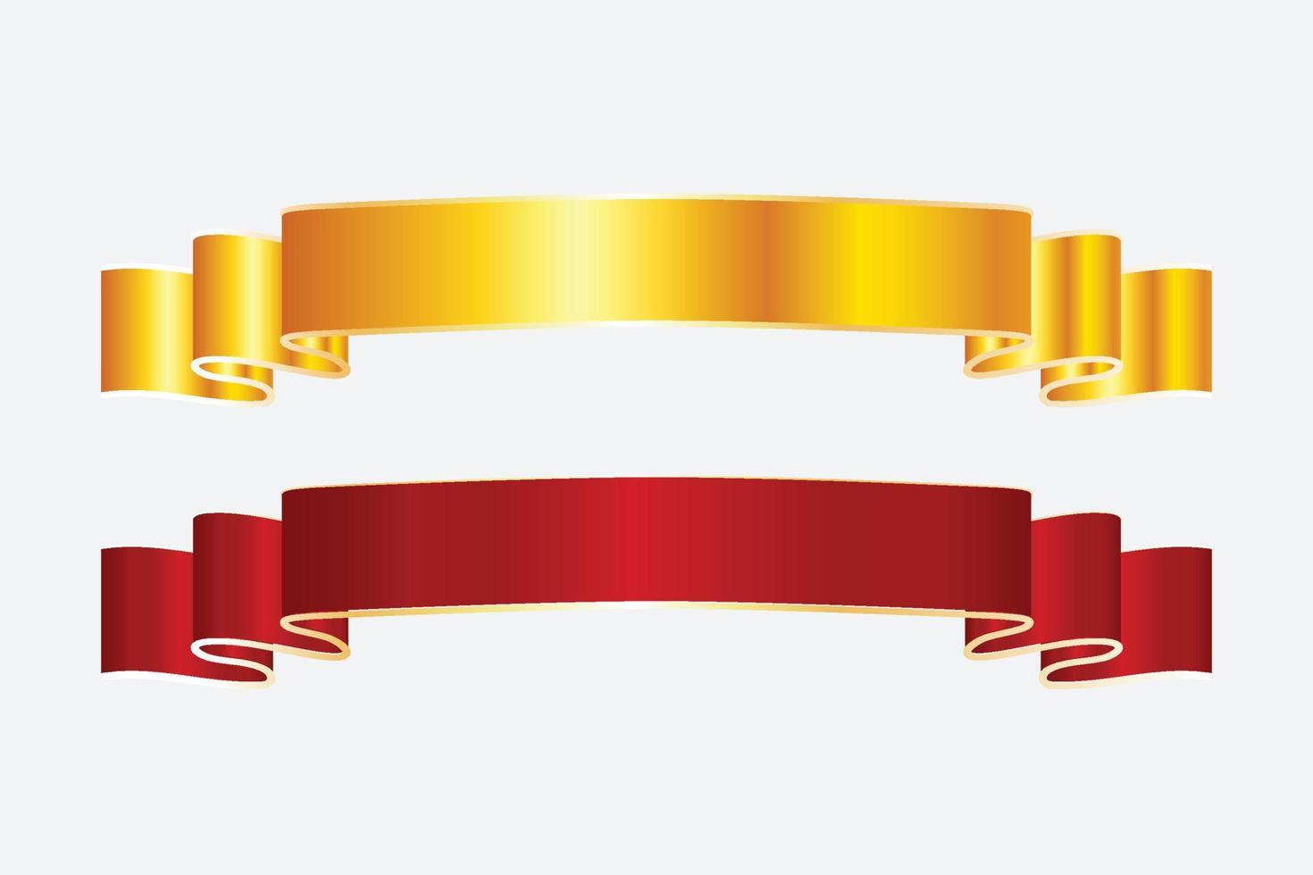 Red and golden ribbon banner design vector