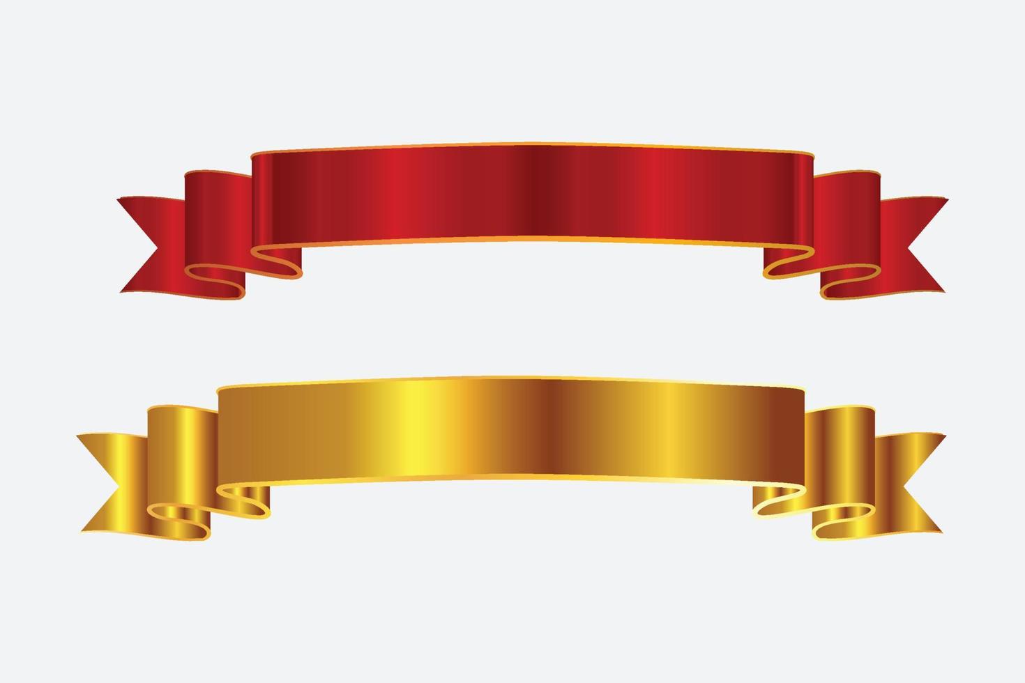 Red and golden ribbon banner design vector