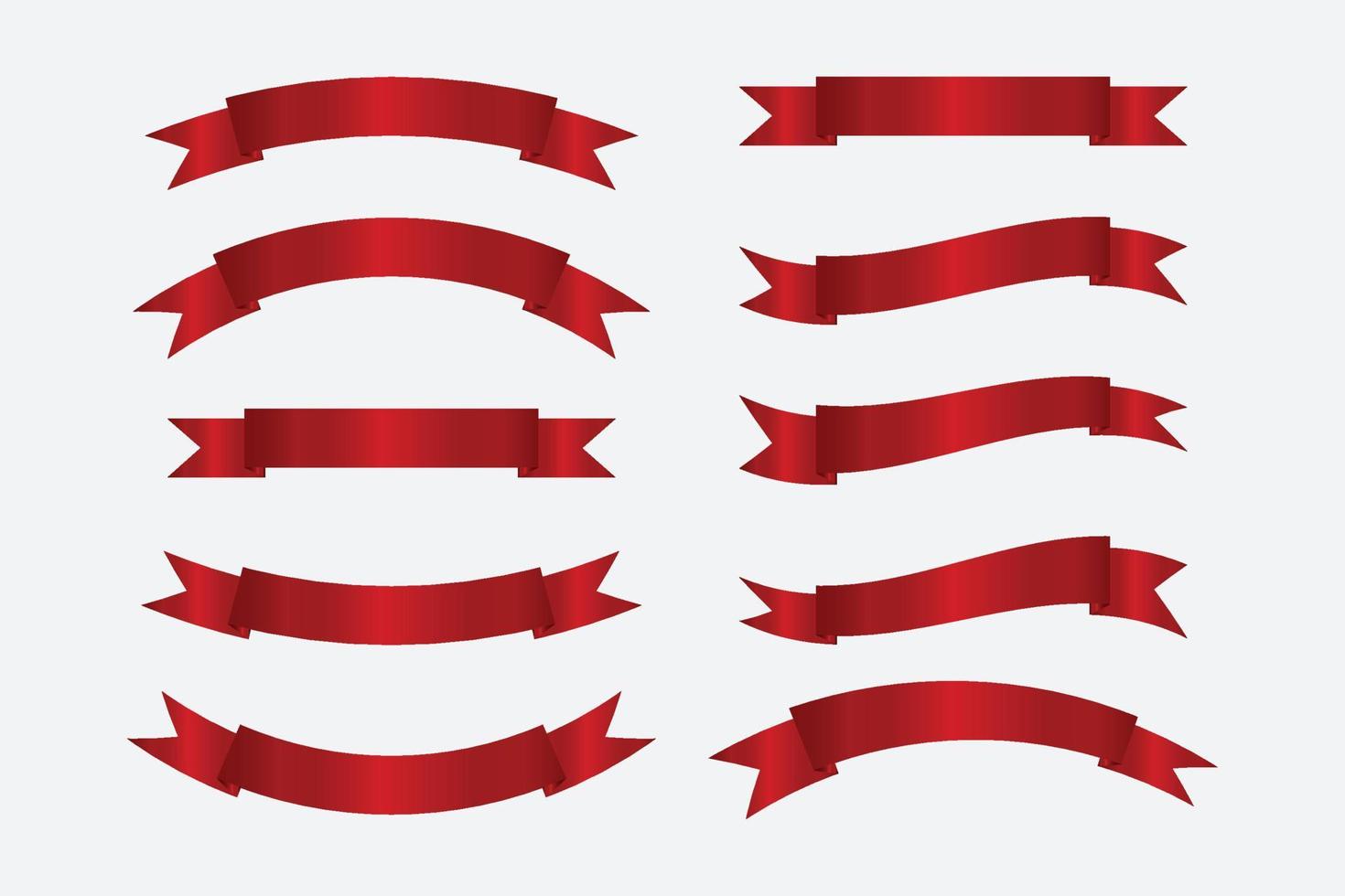 Vector red ribbon banner set