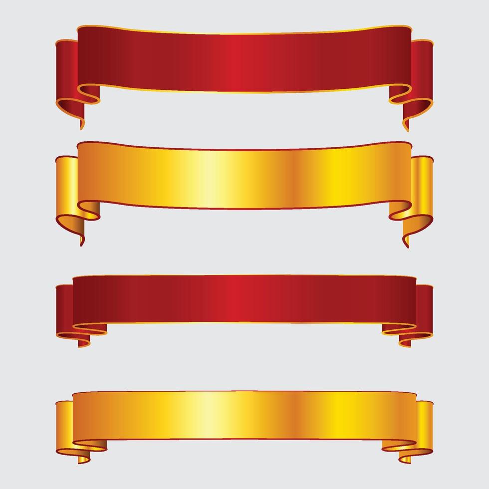 Elegant Red And Golden Ribbon Banner Design vector