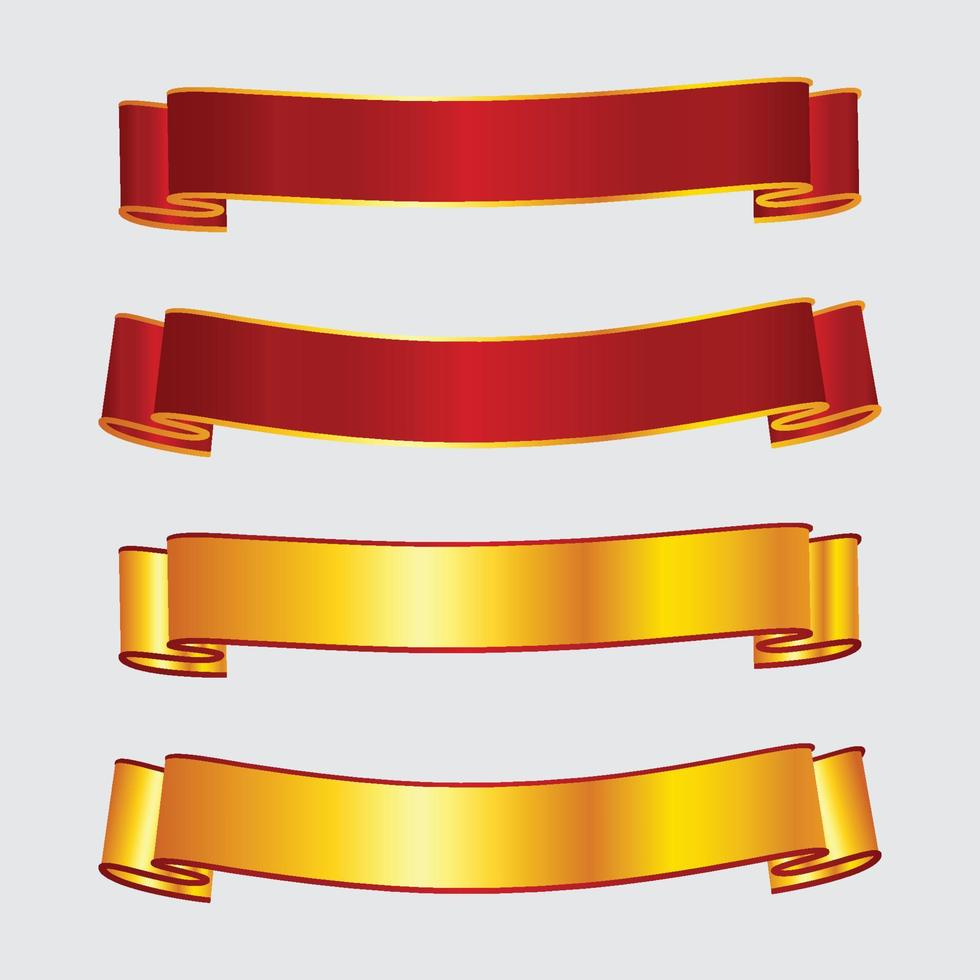 Elegant Red And Golden Ribbon Banner Design vector