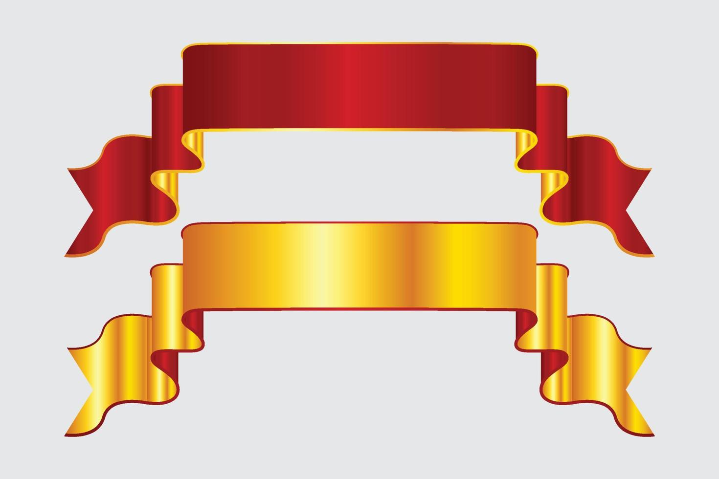 Set Of Red And Golden Ribbon Banner vector