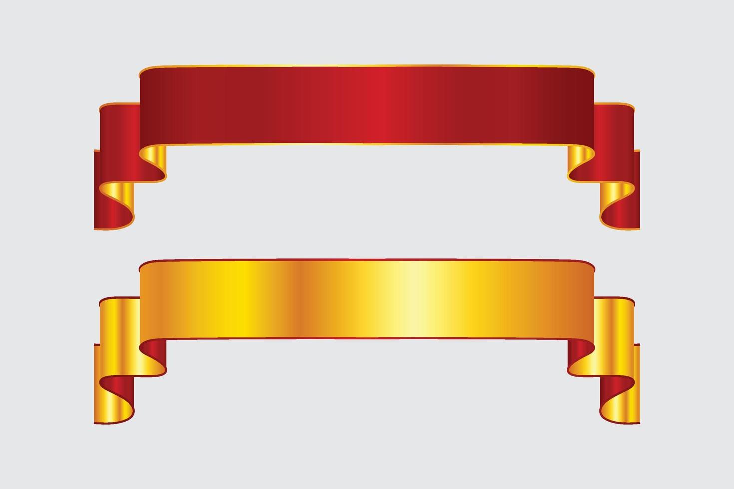 Set Of Red And Golden Ribbon Banner vector