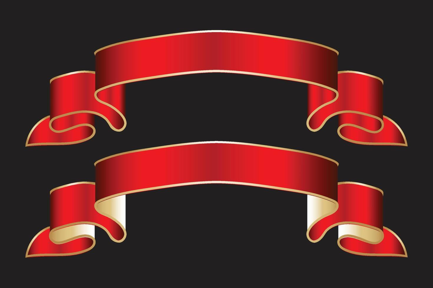 Modern Red Ribbon Set Vector Design.