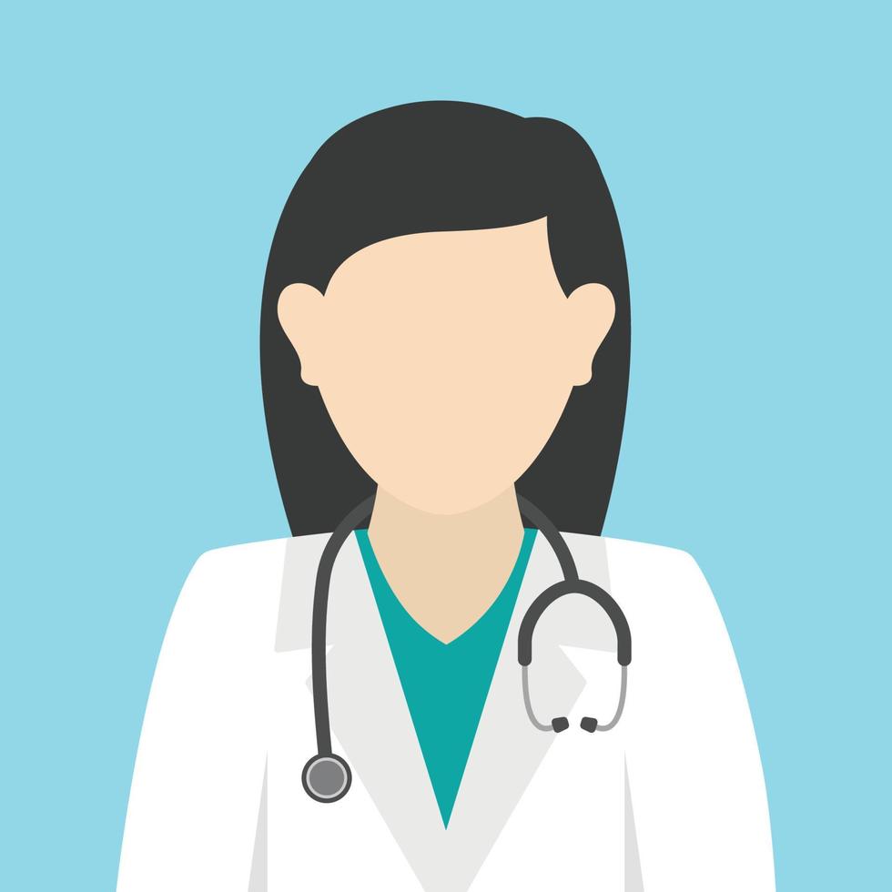 Female doctor avatar clipart icon vector in flat design