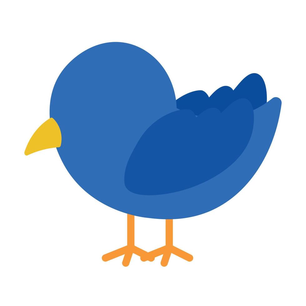 Cute Blue Bird Icon Clipart Cartoon Flat Vector