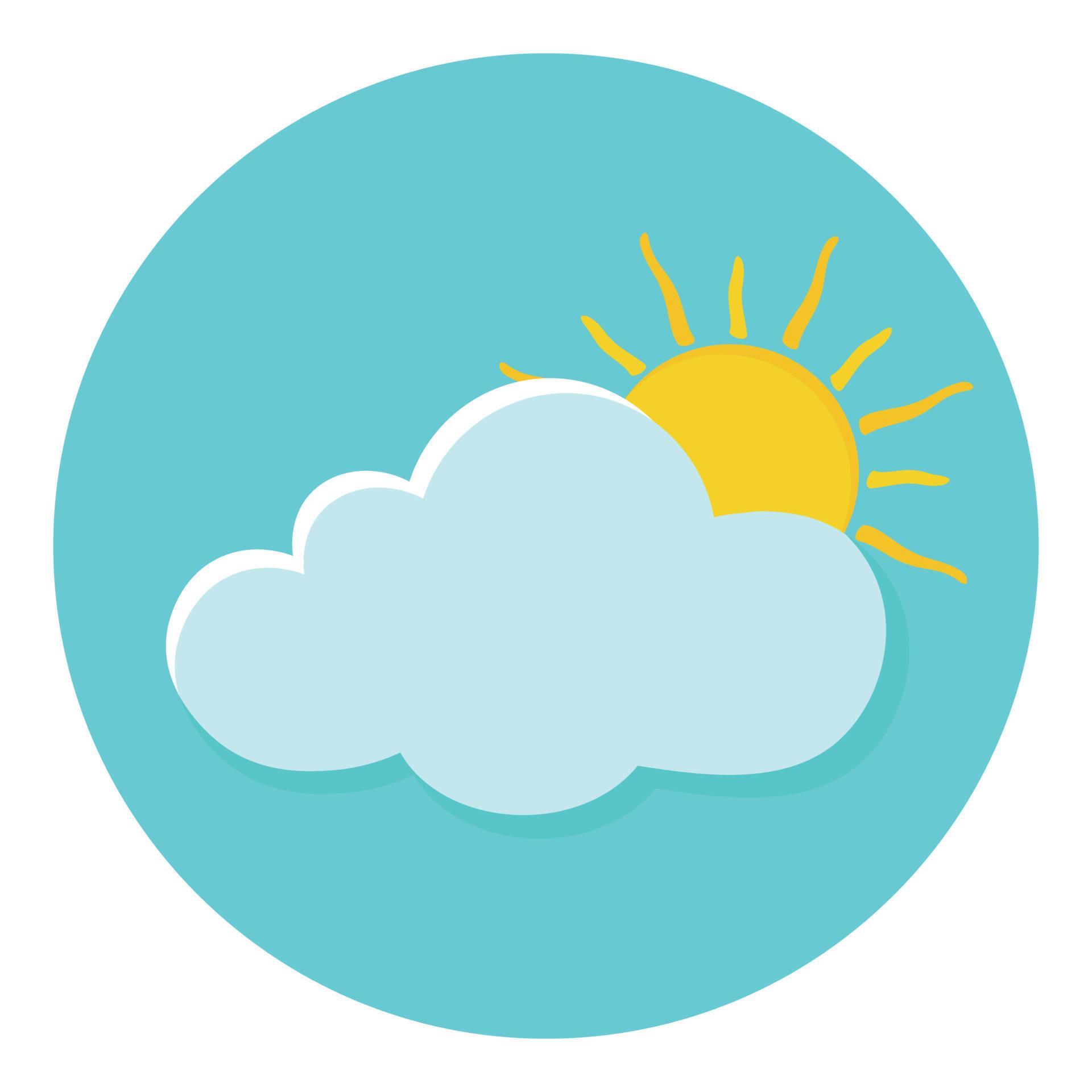 Flat sun behind cloud over blue sky weather icon clipart in animated ...
