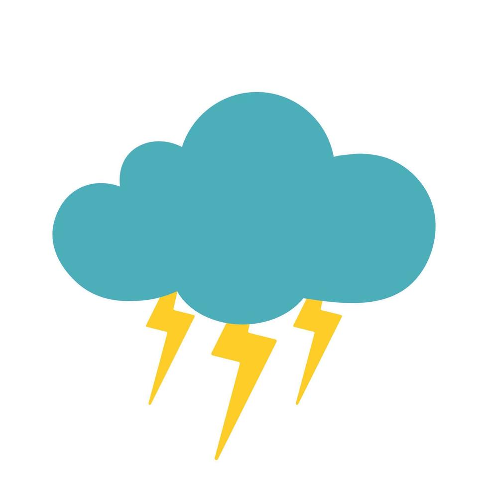 Cartoon Cloud with Thunder Weather Icon Clipart Vector Illustration