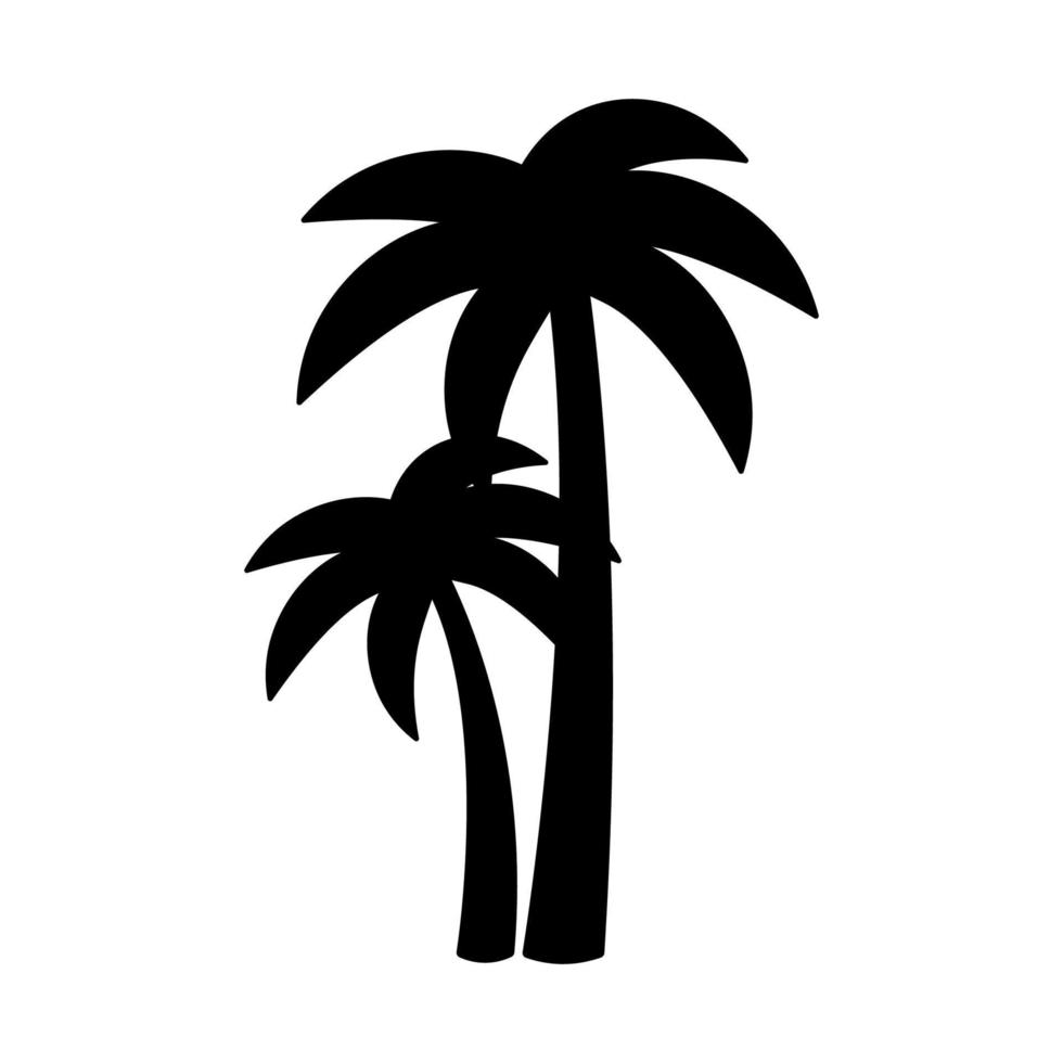 Flat Palm Tree Silhouette Icon Clipart Graphic Vector