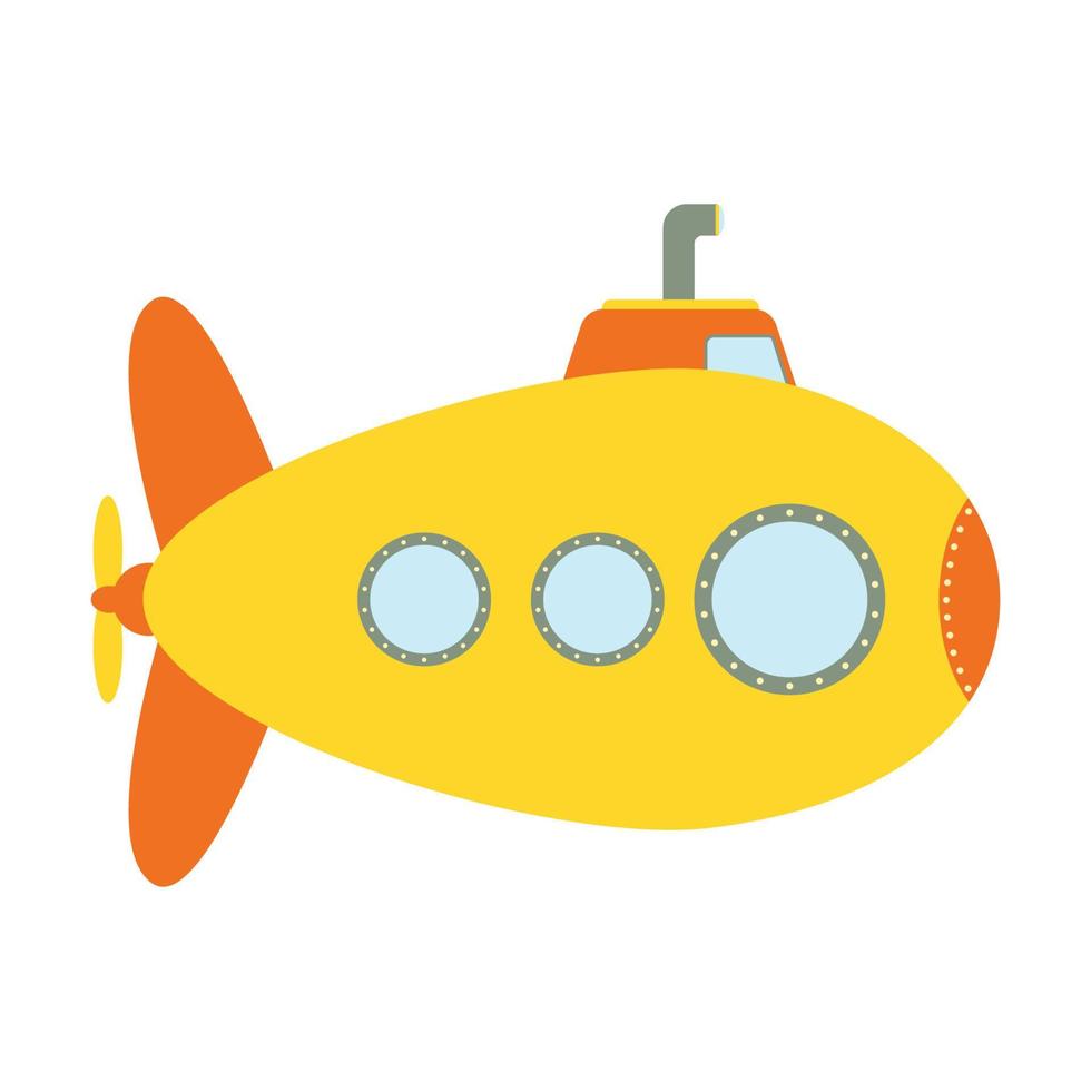 Vector transportation sea submarine toy in yellow cute cartoon png clipart