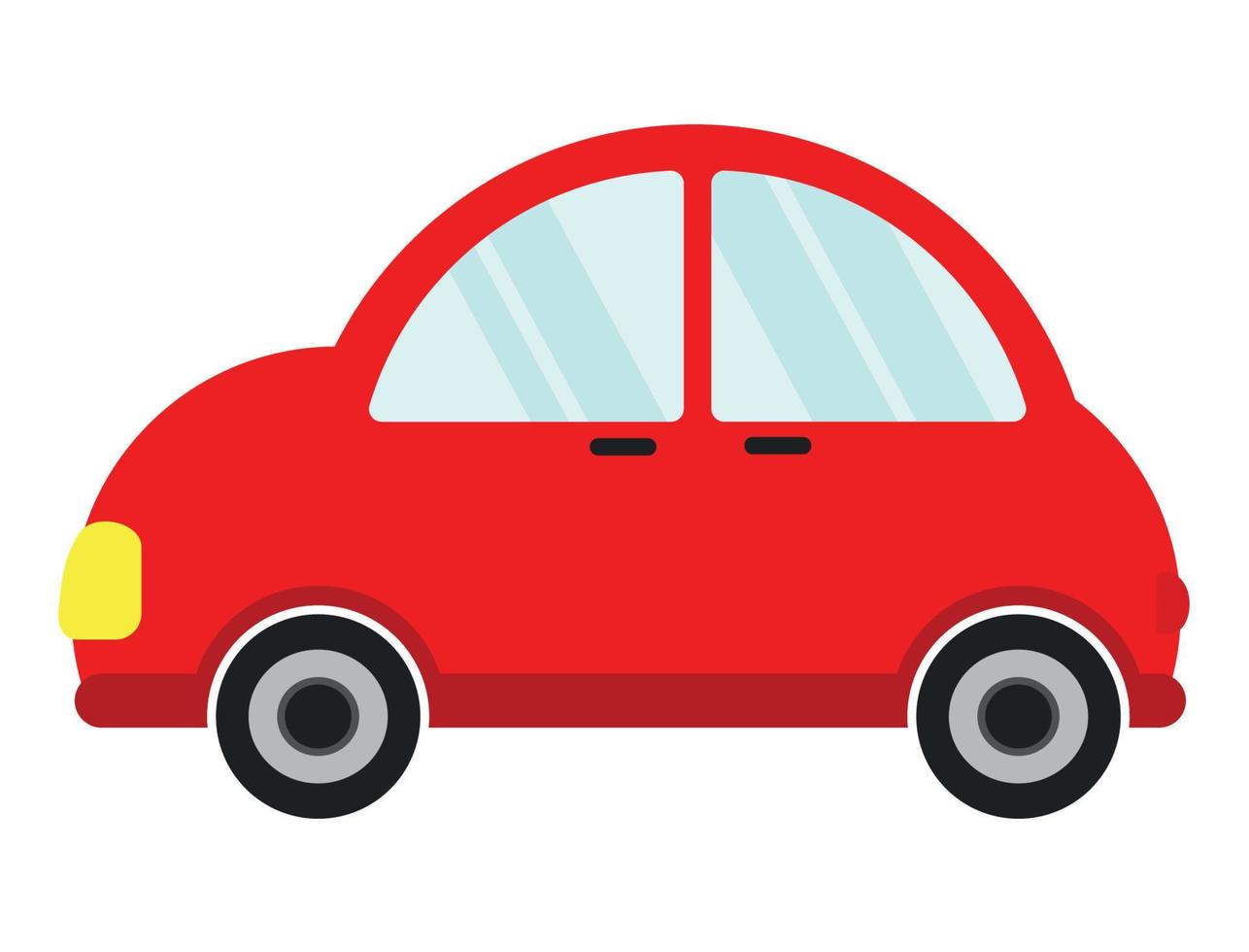 Icono de coche rojo plano clipart en diseño de ilustración de vector gráfico de dibujos animados