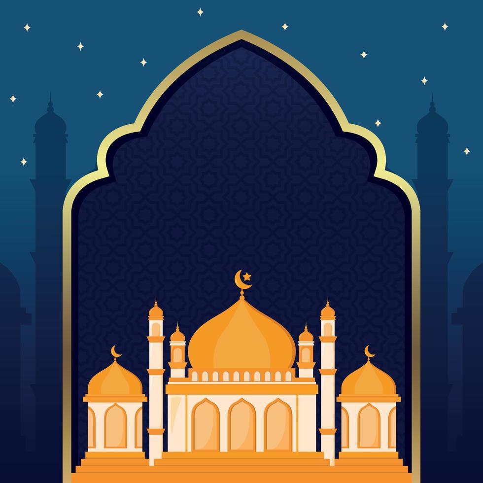 Square Islamic Background Template For Social Media Post with Animation Mosque Vector