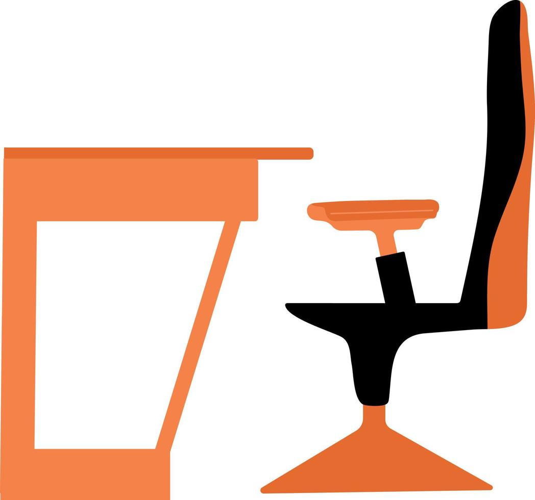 Desk and computer chair. Student furniture.Vector illustration. vector